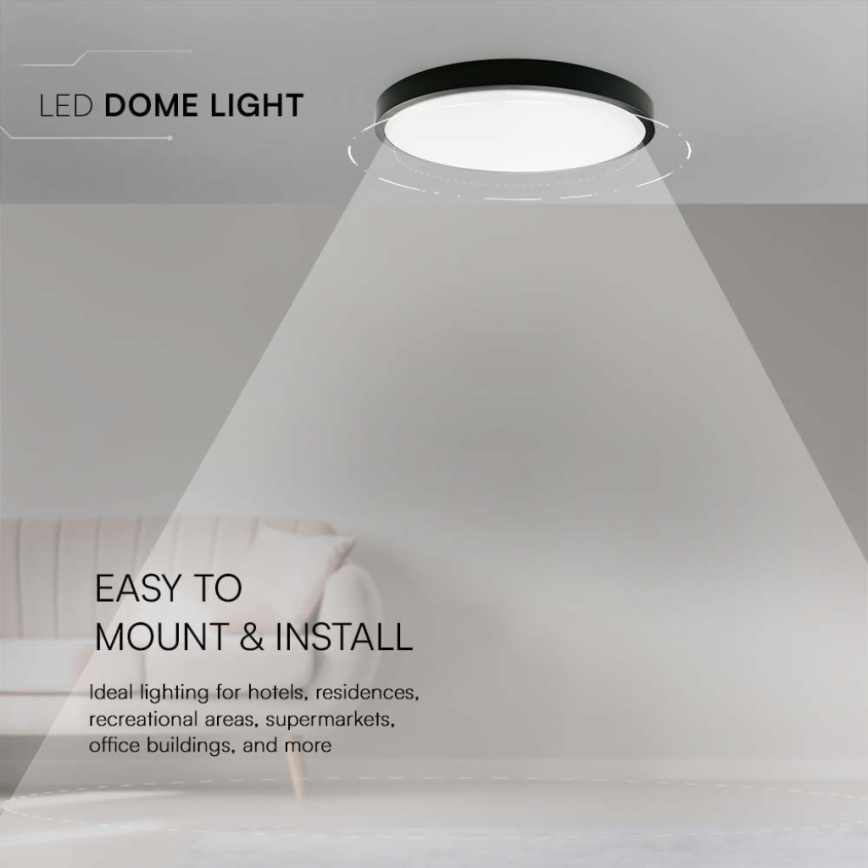 Світлодіодний стельовий світильник для ванної кімнати LED/18W/230V 6500K IP44 діаметр 25 см чорний