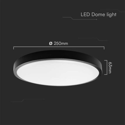 Світлодіодний стельовий світильник для ванної кімнати LED/18W/230V 6500K IP44 діаметр 25 см чорний