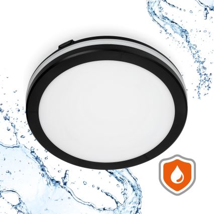 Світлодіодний стельовий світильник для ванної кімнати LED/18W/230V 3000/4000/6500K IP65 діаметр 30 см чорний