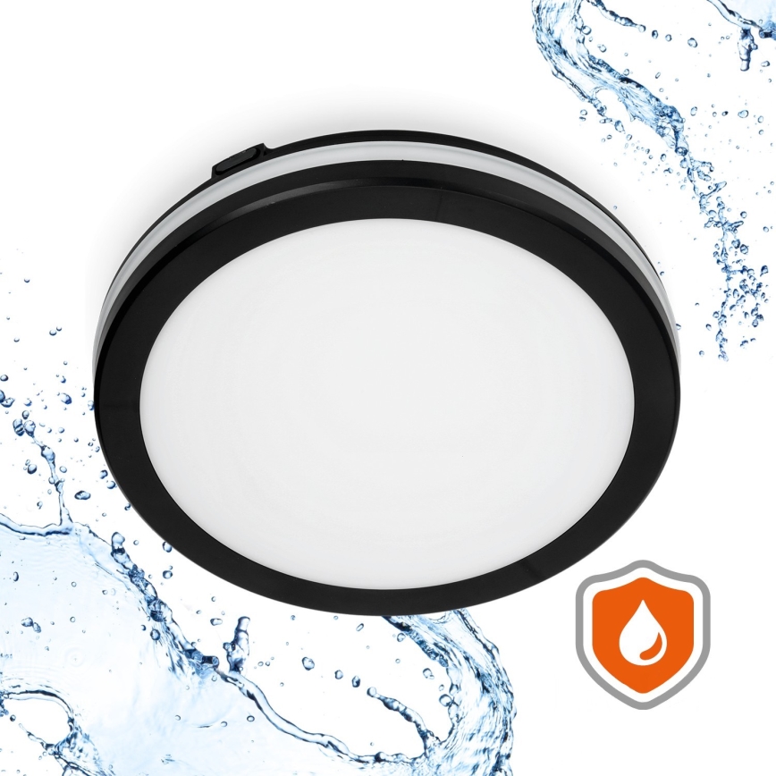 Світлодіодний стельовий світильник для ванної кімнати LED/18W/230V 3000/4000/6500K IP65 діаметр 30 см чорний