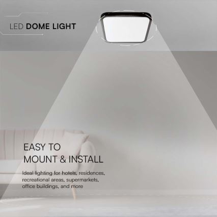 Світлодіодний стельовий світильник для ванної кімнати LED/24W/230V 3000K IP44 29,5x29,5 см чорний