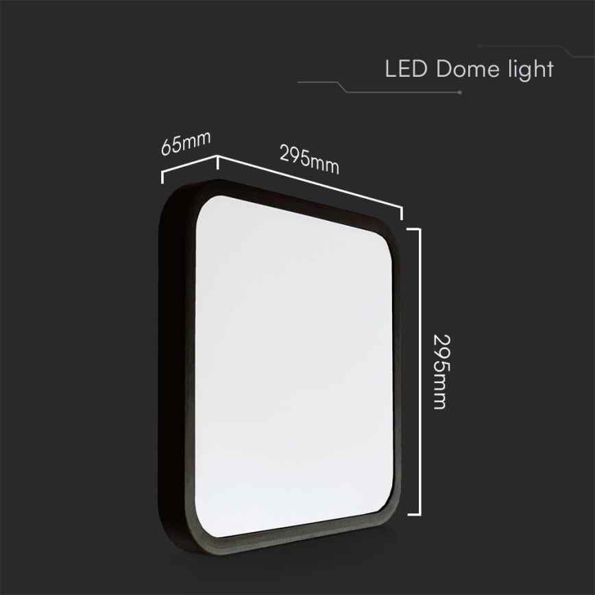 Світлодіодний стельовий світильник для ванної кімнати LED/24W/230V 3000K IP44 29,5x29,5 см чорний