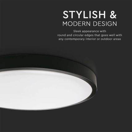 Світлодіодний стельовий світильник для ванної кімнати LED/24W/230V 6500K IP44 діаметр 29,5 см чорний