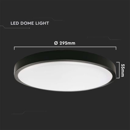 Світлодіодний стельовий світильник для ванної кімнати LED/24W/230V 6500K IP44 діаметр 29,5 см чорний