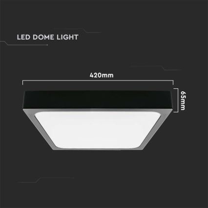 Світлодіодний стельовий світильник для ванної кімнати LED/30W/230V 6500K IP44 42x42 см чорний