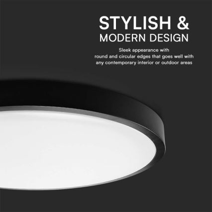 Світлодіодний стельовий світильник для ванної кімнати LED/36W/230V 6500K IP44 діаметр 29,5 см чорний