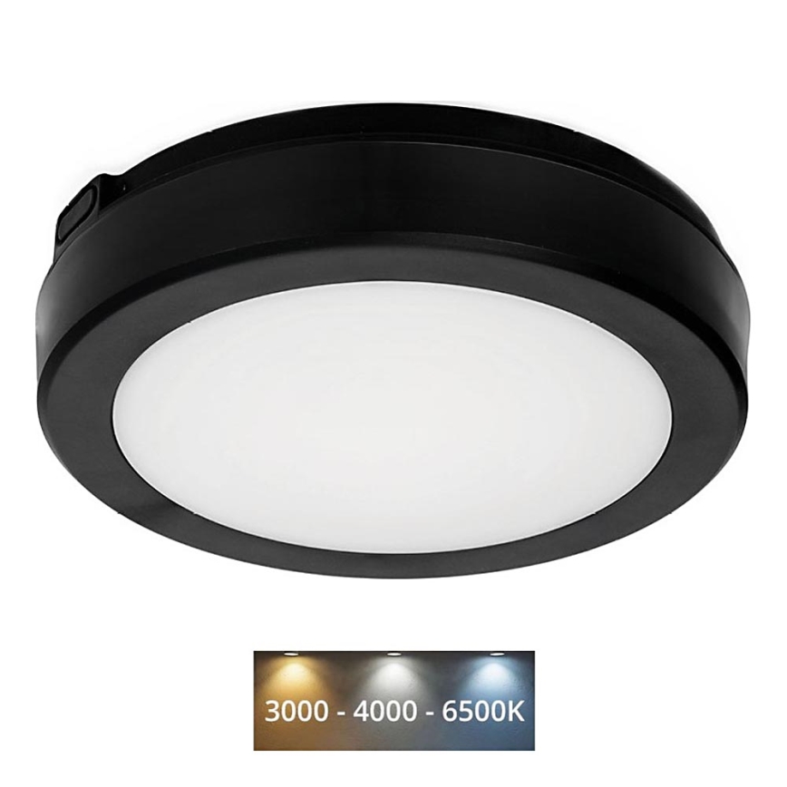 Світлодіодний стельовий світильник для ванної кімнати NAIROS LED/12W/230V 3000/4000/6500K IP65 діаметр 20 см чорний