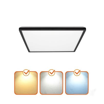 Світлодіодний стельовий світильник для ванної кімнати NIVERA LED/12W/230V IP54 3000/4000/6000K 22,5x22,5 см чорний