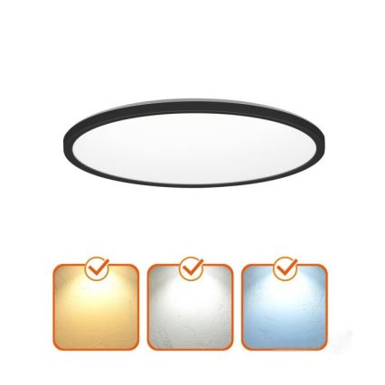 Світлодіодний стельовий світильник для ванної кімнати NIVERA LED/12W/230V IP54 3000/4000/6000K діаметр 22,5 см чорний