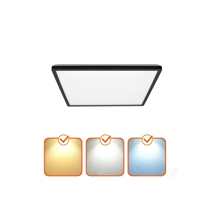 Світлодіодний стельовий світильник для ванної кімнати NIVERA LED/24W/230V IP54 3000/4000/6000K 30x30 см чорний