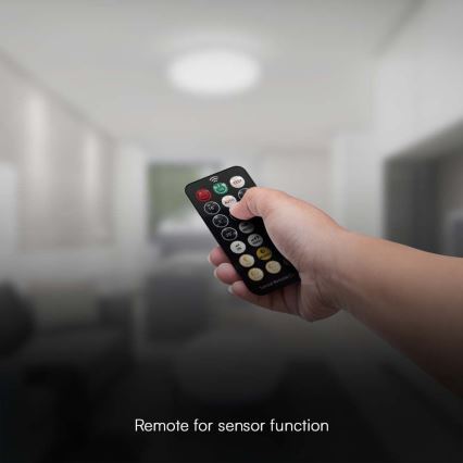 Світлодіодний стельовий світильник для ванної кімнати з датчиком LED/18W/230V 4000K IP44 29,5x29,5 см білий + пульт дистанційного керування