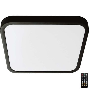 Світлодіодний стельовий світильник для ванної кімнати з датчиком LED/36W/230V 4000K IP44 42x42 см чорний + пульт дистанційного керування