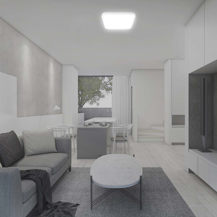 Світлодіодний стельовий світильник для ванної кімнати з датчиком LED/36W/230V 4000K IP44 42x42 см білий + пульт дистанційного керування