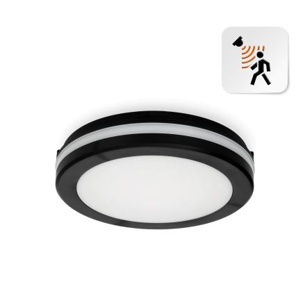 Світлодіодний стельовий світильник для ванної кімнати з датчиком LED/12W/230V 3000/4000/6500K IP65 діаметр 20 см чорний + пульт дистанційного керування