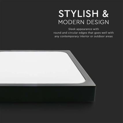 Світлодіодний стельовий світильник для ванної кімнати з датчиком LED/18W/230V 4000K IP44 22,5x22,5 см чорний