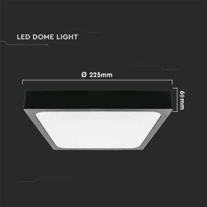 Світлодіодний стельовий світильник для ванної кімнати з датчиком LED/18W/230V 4000K IP44 22,5x22,5 см чорний