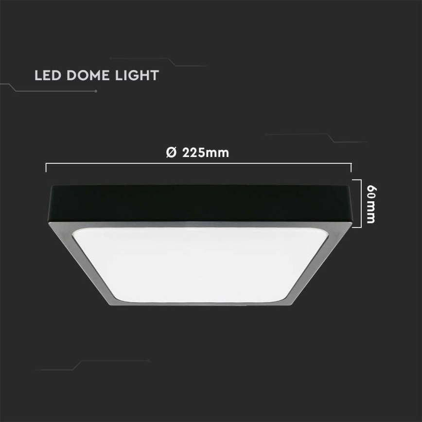 Світлодіодний стельовий світильник для ванної кімнати з датчиком LED/18W/230V 4000K IP44 22,5x22,5 см чорний