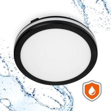 Світлодіодний стельовий світильник для ванної кімнати з датчиком LED/18W/230V 3000/4000/6500K IP65 діаметр 30 см чорний + пульт дистанційного керування