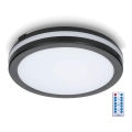 Світлодіодний стельовий світильник для ванної кімнати з датчиком LED/24W/230V 3000/4000/6500K IP65 діаметр 30 см чорний + пульт дистанційного керування
