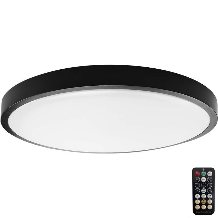 Світлодіодний стельовий світильник для ванної кімнати з датчиком LED/24W/230V 4000K IP44 чорний + пульт дистанційного керування