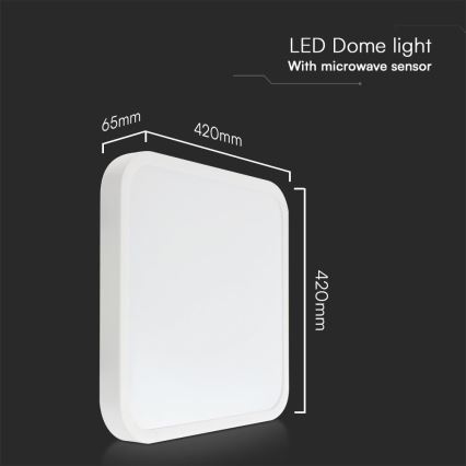 Світлодіодний стельовий світильник для ванної кімнати з датчиком SAMSUNG CHIP LED/36W/230V IP44 4000K 42x42 см білий + пульт дистанційного керування