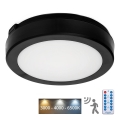 Світлодіодний стельовий світильник для ванної кімнати з датчиком NAIROS LED/12W/230V IP65 3000/4000/6500K діаметр 20 см чорний + пульт дистанційного керування