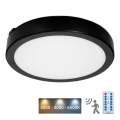 Світлодіодний стельовий світильник для ванної кімнати з датчиком NAIROS LED/24W/230V IP65 3000/4000/6500K діаметр 30 см чорний + пульт дистанційного керування
