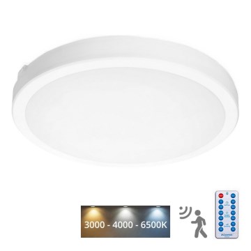 Світлодіодний стельовий світильник для ванної кімнати з датчиком NAIROS LED/36W/230V IP65 3000/4000/6500K діаметр 40 см білий + пульт дистанційного керування