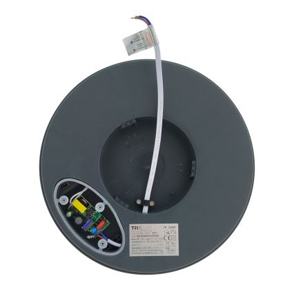 Стельовий LED-світильник для ванної кімнати з датчиком руху, 20 Вт, 230 В, вибір колірної температури 3000/4000/6500K, діаметр 23 см, IP54, антрацит