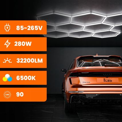 LED Стельовий світильник HEXAGON LED/280W/85-265V 6500K 313x298 см CRI 90 IP54 білий