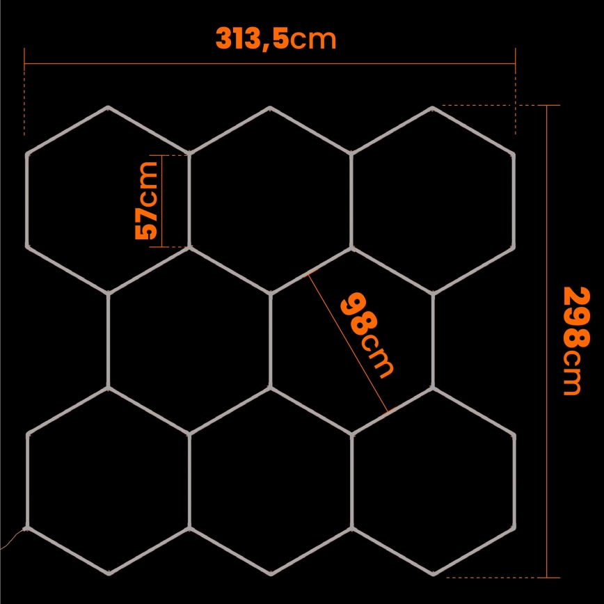 LED Стельовий світильник HEXAGON LED/280W/85-265V 6500K 313x298 см CRI 90 IP54 білий