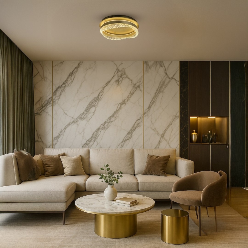 Світлодіодний стельовий світильник LED/36 Вт/230 В, діаметр 43 см, золотистий