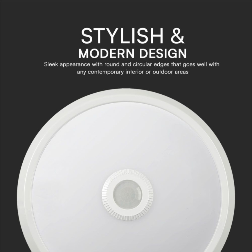 Світлодіодний стельовий світильник з датчиком SAMSUNG CHIP LED/12W/230V 3000/4000/6000K діаметр 29 см білий