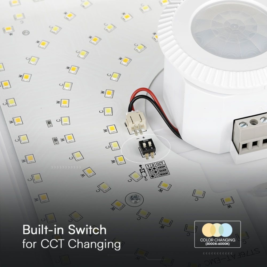 Світлодіодний стельовий світильник з датчиком SAMSUNG CHIP LED/12W/230V 3000/4000/6000K 25x25 см білий