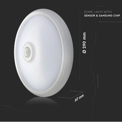 Світлодіодний стельовий світильник з датчиком LED/12W/230V 6400K
