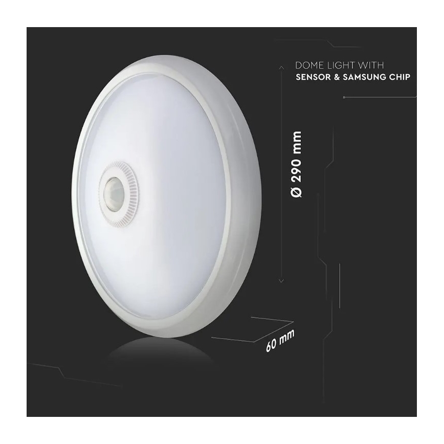 Світлодіодний стельовий світильник з датчиком LED/12W/230V 6400K