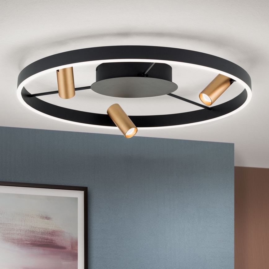 Світлодіодний стельовий світильник з регулюванням яскравості BERLIN LED/50W/230V чорний/золотий