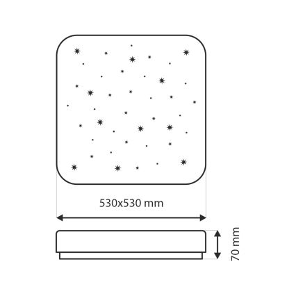 Світлодіодний стельовий світильник з регулюванням яскравості FLORA LED/60W/230V 2700-6500K 53x53 см + пульт дистанційного керування