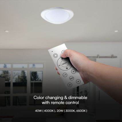 Світлодіодний стельовий світильник з регулюванням яскравості LED/40W/230V 3000-6500K 45 см білий + пульт дистанційного керування