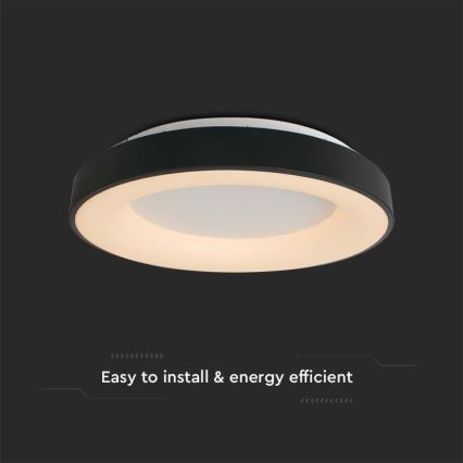 Світлодіодний стельовий світильник з регулюванням яскравості LED/49W/230V 3000K діаметр 60 см чорний