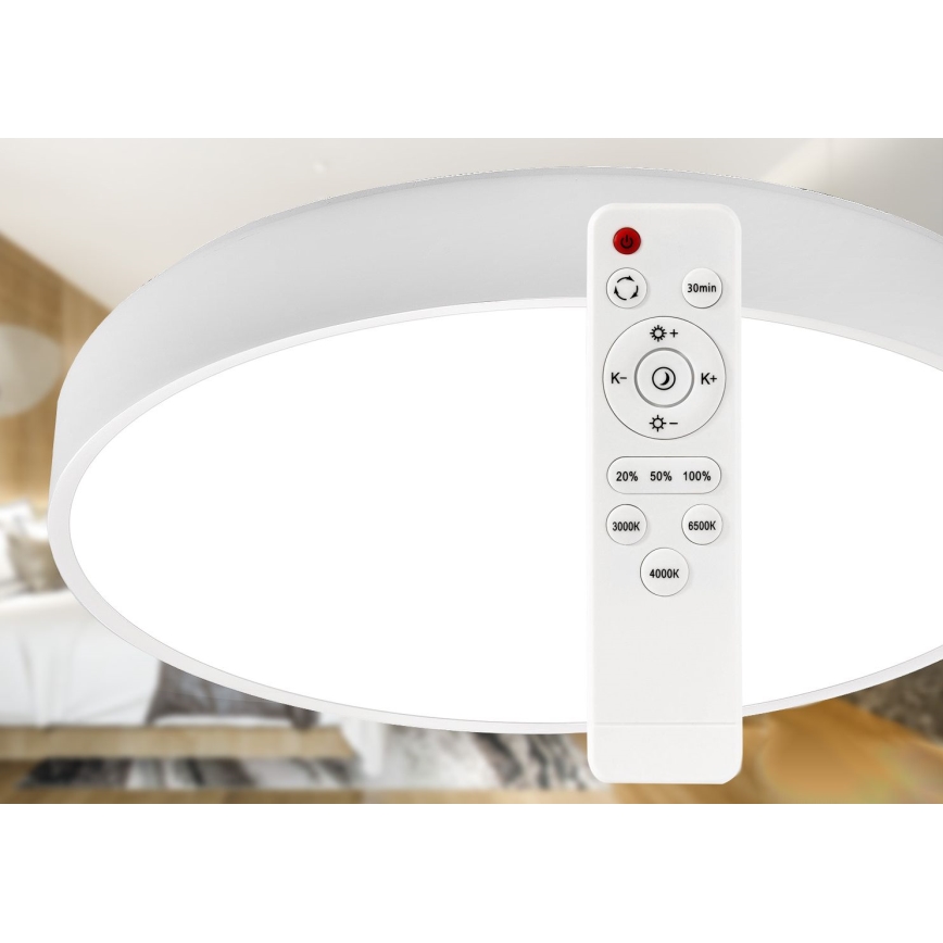 Світлодіодний стельовий світильник з регулюванням яскравості LED/60W/230V 3000-6500K діаметр 60 см білий + пульт дистанційного керування