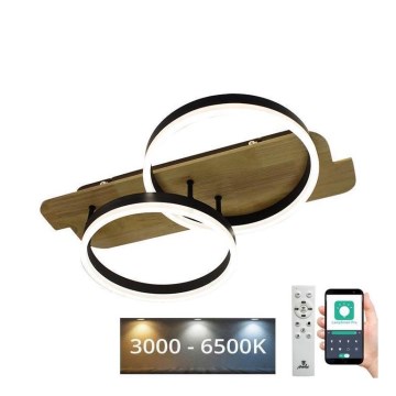 Світлодіодний стельовий світильник з регулюванням яскравості LED/70W/230V 3000-6500K дуб + пульт дистанційного керування