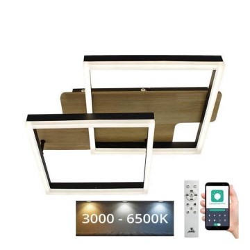Світлодіодний стельовий світильник з регулюванням яскравості LED/85W/230V 3000-6500K дуб + пульт дистанційного керування