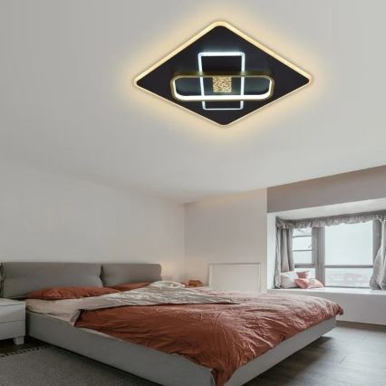 Світлодіодний стельовий світильник з регулюванням яскравості LED/90W/230V 3000-6500K чорний + пульт дистанційного керування