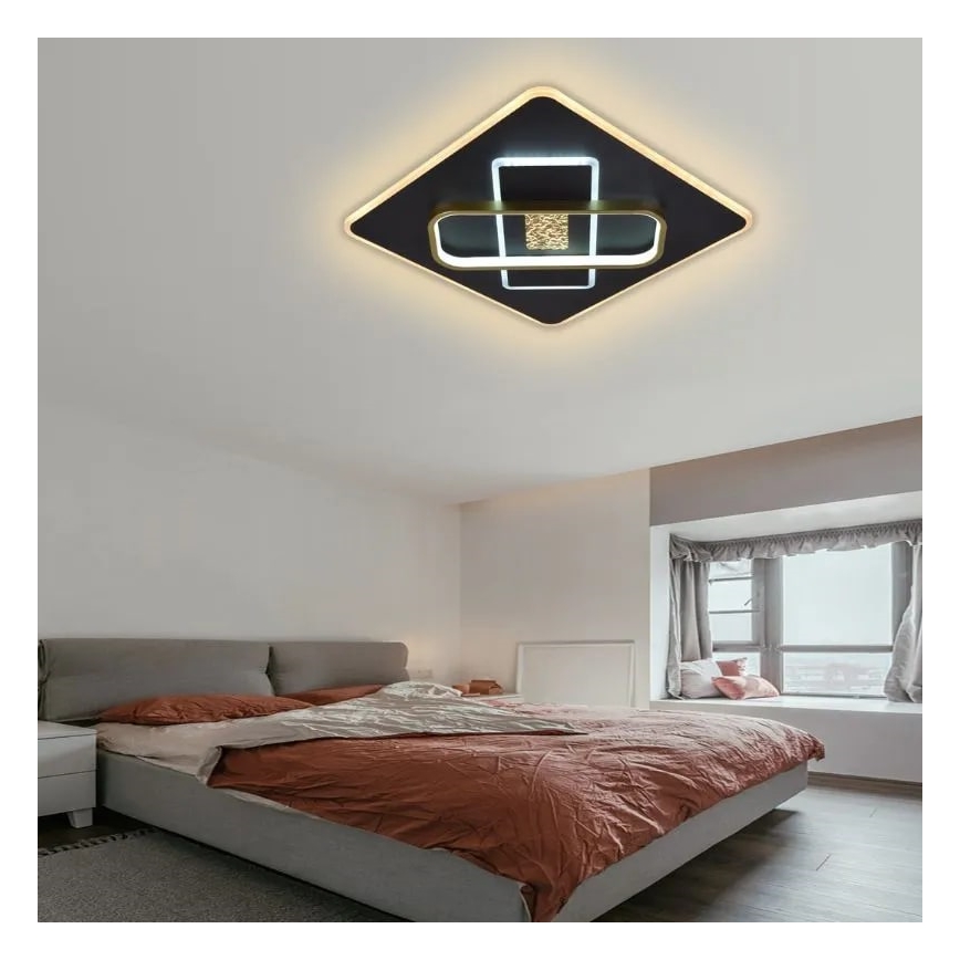 Світлодіодний стельовий світильник з регулюванням яскравості LED/90W/230V 3000-6500K чорний + пульт дистанційного керування