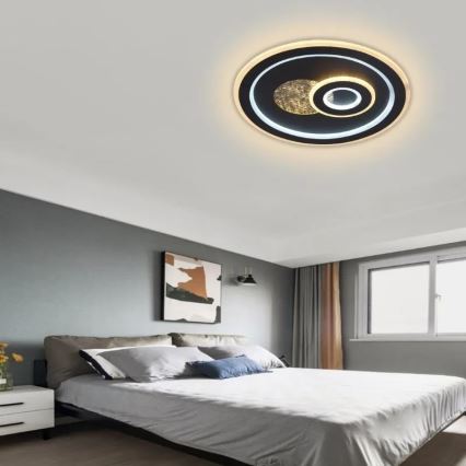 Світлодіодний стельовий світильник з регулюванням яскравості LED/95W/230V 3000-6500K чорний + пульт дистанційного керування