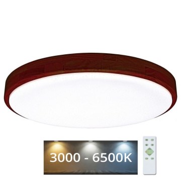 Світлодіодний стельовий світильник з регулюванням яскравості LENA LED/60W/230V 3000-6500K дуб + пульт дистанційного керування