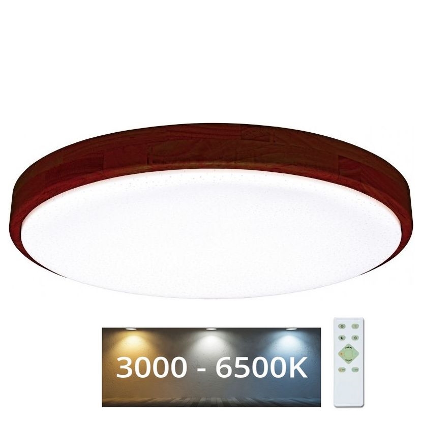 Світлодіодний стельовий світильник з регулюванням яскравості LENA LED/60W/230V 3000-6500K дуб + пульт дистанційного керування