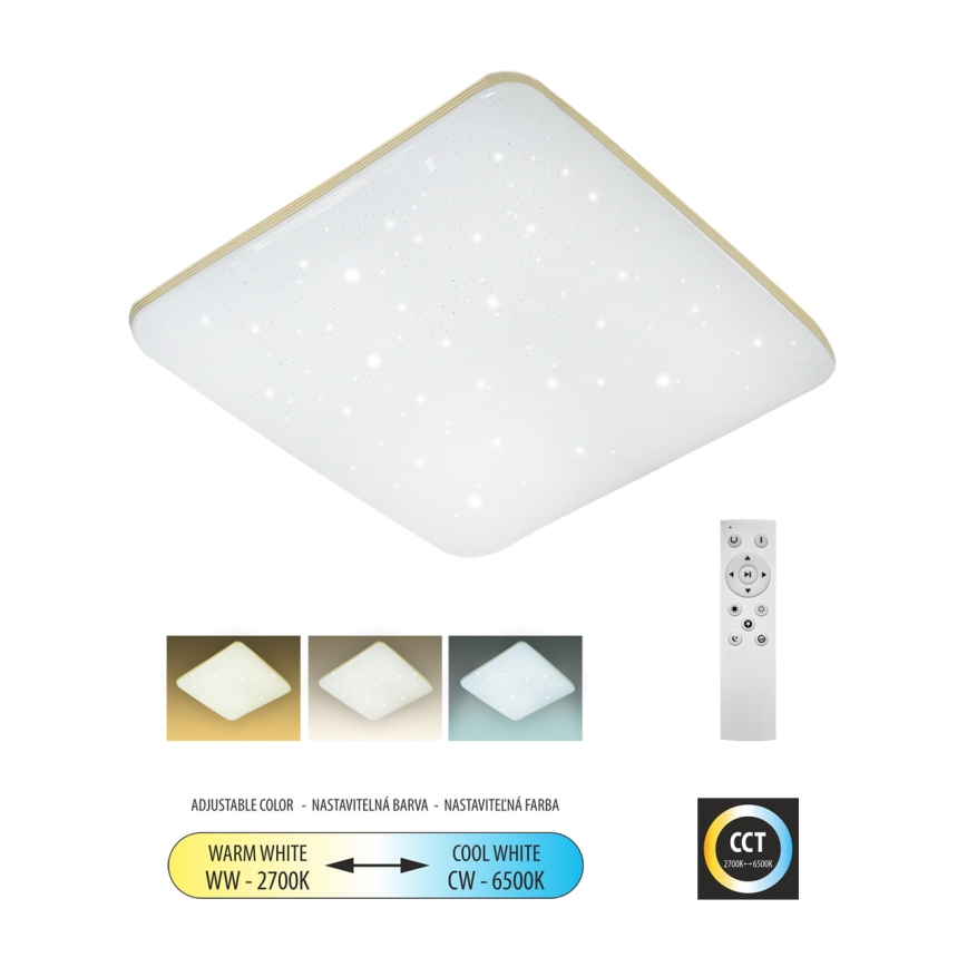 Світлодіодний стельовий світильник з регулюванням яскравості MANA LED/60W/230V 2700-6500K 53x53 см + пульт дистанційного керування