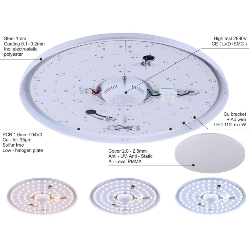 Світлодіодний стельовий світильник з регулюванням яскравості OPAL LED/50W/230V + пульт дистанційного керування